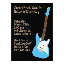 Invitation de fête d'anniversaire de guitare
