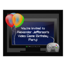 Invitation de fête d'anniversaire de jeu de jeu vi