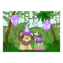 Invitation de fête d'anniversaire de lion de jungl