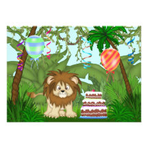 Invitation de fête d'anniversaire de lion de jungl