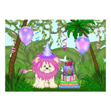 Invitation de fête d'anniversaire de lion de jungl