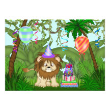 Invitation de fête d'anniversaire de lion de jungl