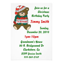 Invitation de fête d'anniversaire de Noël pour des