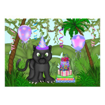 Invitation de fête d'anniversaire de panthère de j