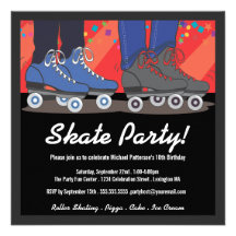 Invitation de fête d'anniversaire de patinage de r