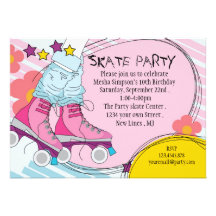 Invitation de fête d'anniversaire de patinage de r