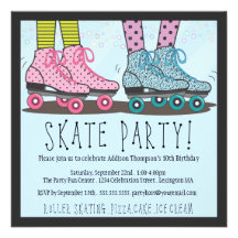 Invitation de fête d'anniversaire de patinage de r