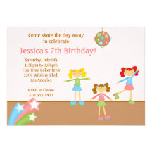 Invitation de fête d'anniversaire de patinage de r
