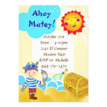 Invitation de fête d'anniversaire de pirate d'Ahoy