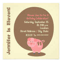 Invitation de fête d'anniversaire de porc