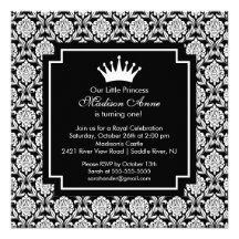 Invitation de fête d'anniversaire de princesse Cro