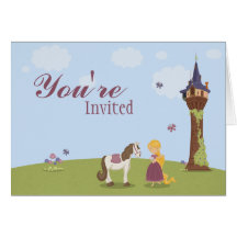 Invitation de fête d'anniversaire de rapunzel de l cartes de vœux