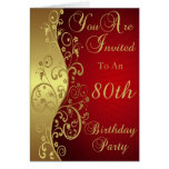Invitation de fête d'anniversaire de remous d'or q cartes de vœux
