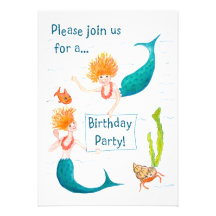 Invitation de fête d'anniversaire de sirènes