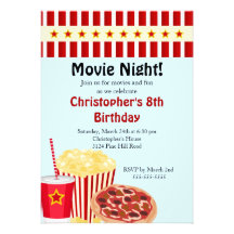 Invitation de fête d'anniversaire de soirée cinéma