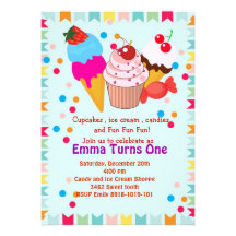 Invitation de fête d'anniversaire de sucrerie de g