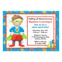 Invitation de fête d'anniversaire de super héros