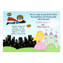 Invitation de fête d'anniversaire de super héros e