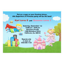 Invitation de fête d'anniversaire de super héros e