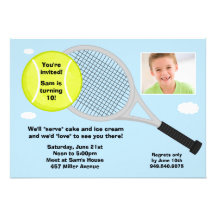 Invitation de fête d'anniversaire de tennis