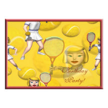 Invitation de fête d'anniversaire de tennis