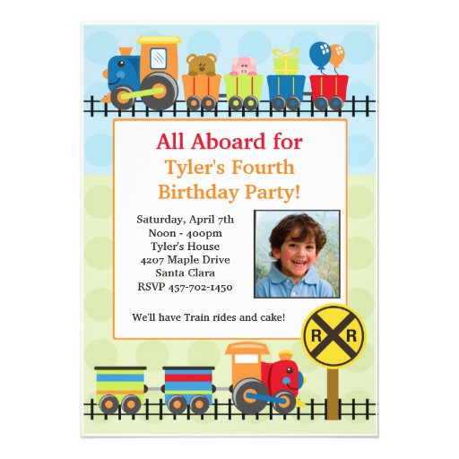 Invitation de fête d'anniversaire de train