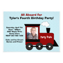 Invitation de fête d'anniversaire de train