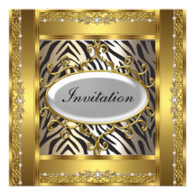 Invitation de fête d'anniversaire de zèbre et d'or