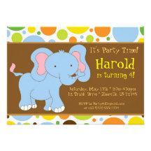 Invitation de fête d'anniversaire d'éléphant de bé