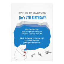 Invitation de fête d'anniversaire d'ours blanc d'U