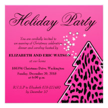 Invitation de fête de Noël d'arbre de Noël de léop