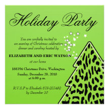 Invitation de fête de Noël d'arbre de Noël de léop