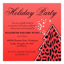 Invitation de fête de Noël d'arbre de Noël de léop