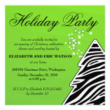 Invitation de fête de Noël d'arbre de Noël de zèbr