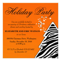 Invitation de fête de Noël d'arbre de Noël de zèbr