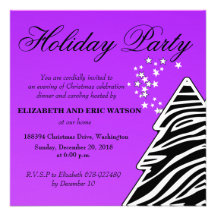 Invitation de fête de Noël d'arbre de Noël de zèbr