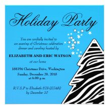 Invitation de fête de Noël d'arbre de Noël de zèbr