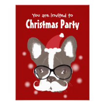 Invitation de fête de Noël de bouledogue français 