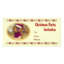 Invitation de fête de Noël de Pomeranian Père Noël Modèle Pour Photocarte