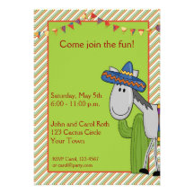 Invitation de fiesta de cactus d'âne