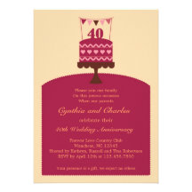 Invitation de gâteau d'anniversaire de mariage 40