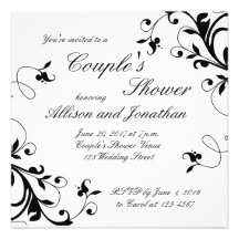 Invitation de la douche du couple blanc noir de re