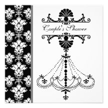 Invitation de la douche du couple noir et blanc de