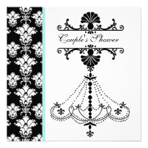 Invitation de la douche du couple noir et blanc de