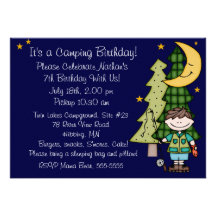 Invitation de l'anniversaire 5x7 de camping de gar