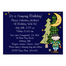 Invitation de l'anniversaire 5x7 de camping de gar