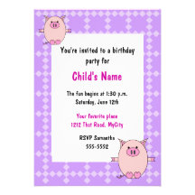 Invitation de l'anniversaire des enfants porcins r