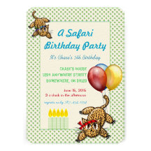 Invitation de léopard de fête d'anniversaire de sa