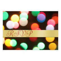 Invitation de l'or RSVP de lumières de Noël de vac
