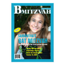 Invitation de magazine de B Mitzvah en turquoise